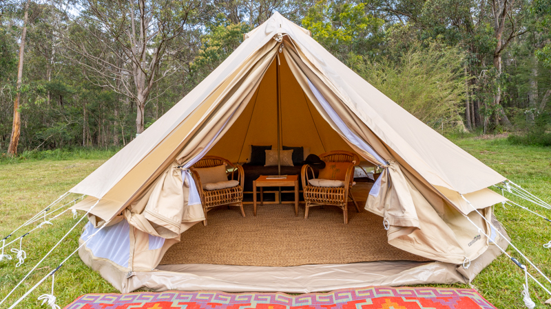 Glamping tent at Kangarutha Farm